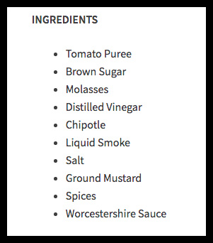 Vegan Spicy BBQ Sauce Ingredients